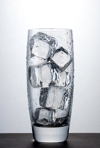 Empty soda glass with ice