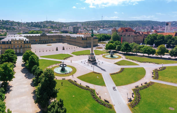 Schlossplatz and city park in Stuttgart Germany