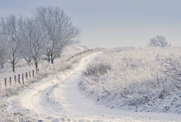 Track over the South Downs on a snowy winter day