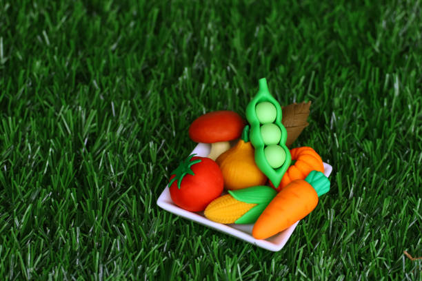 istock Food model still life with colorful vegetables on a plate 1453360316