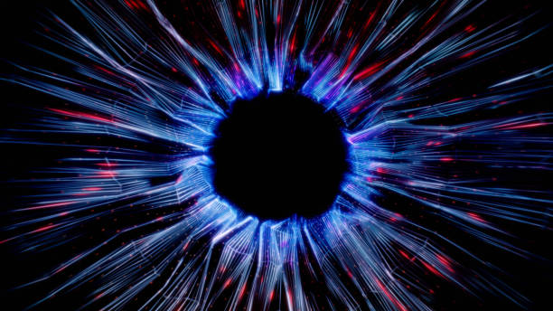 istock Digital light time portal, abstract background. Tunnel concept of artificial intelligent, virtual reality, metaverse, blockchain cryptocurrency, technology, cyberpunk colors stock photo 1453366863