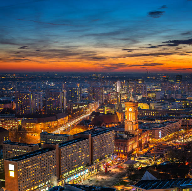 istock Aerial view on Berlin at night 1453367874
