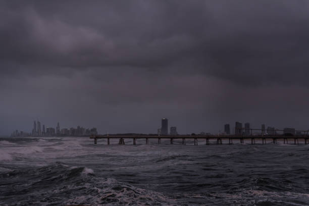 istock Gold coast pier at dramatic weather conditions 1453370107