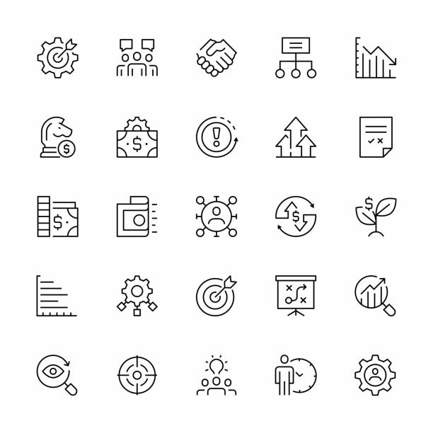 Crisis Management Line Icon Set. Crisis Management Line Icon Set. organization improvement risk finance stock illustrations