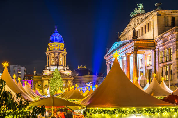 Christmas market, Deutscher Dom and konzerthaus in Berlin, Germany