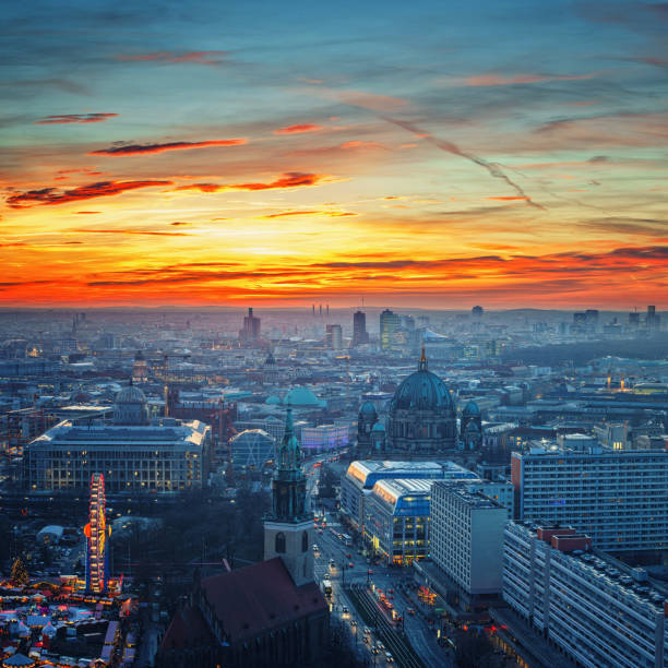 istock Aerial view on Berlin at night 1453374460