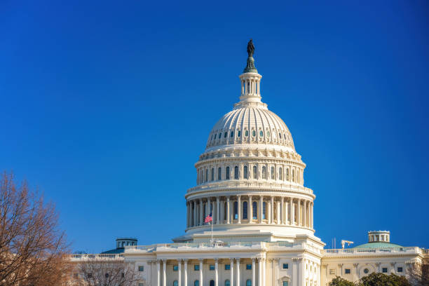 US Capitol at sunny day stock photo