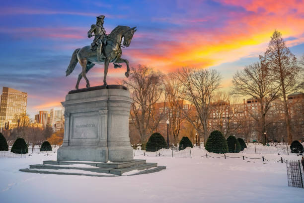 istock George Washington statue in Boston public garden at winter 1453374502