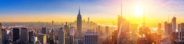 istock Aerial view of Manhattan at sunset 1453374519