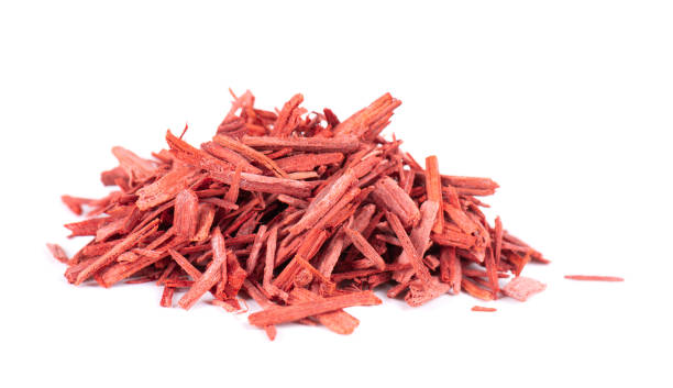 istock Red Sandalwood incense chips, isolated on white background. Sanderswood, rubywood or red saunders. 1453374709