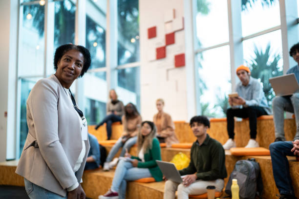 istock Portrait of a teacher at university auditorium 1453376443