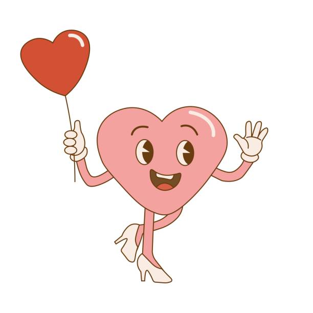 Retro Style Valentines Day Groovy Retro Heart Hippie Happy Heart In Retro  Cartoon Stylevalentines Day Vintage Heart Stock Illustration - Download  Image Now - iStock