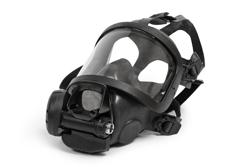 A gas mask, also known as a respirator, is a protective device worn over the face to shield the wearer from toxic gases, chemicals, and airborne contaminants