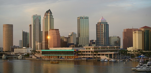 Downtown Tampa at sunset ￼