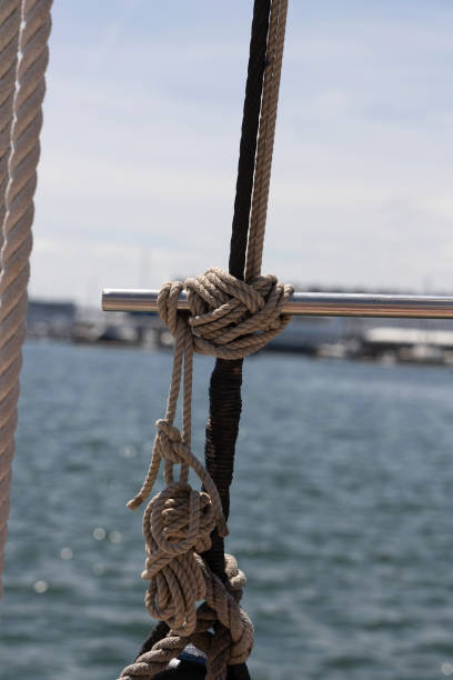 istock Rope knot on a sailing schooner in mid-coast Maine 1453381336