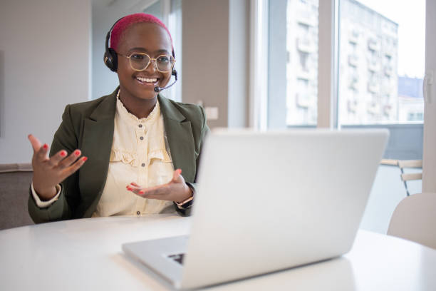 istock Young woman working from home 1453386871