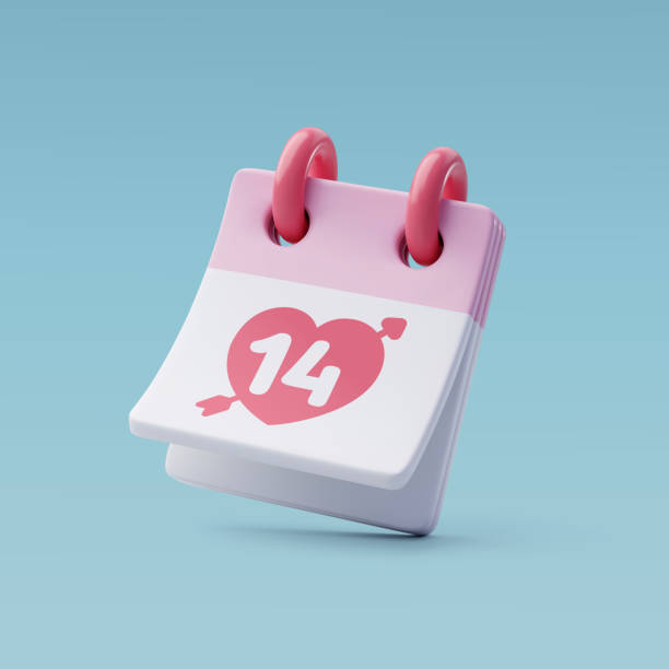 ilustrações de stock, clip art, desenhos animados e ícones de 3d vector valentine's day paper calendar, notes reminder, february 14, valentine's day concept. - romance three dimensional digitally generated image ideas