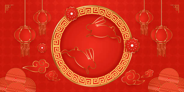 istock Chinese New Year 2023 background and banner poster. Year of the Rabbit. Vector 1453391692