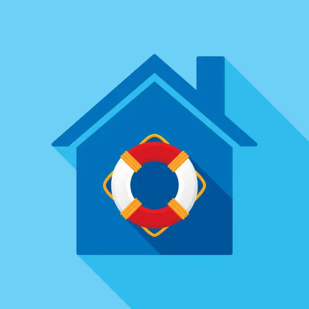 Vector illustration of House Lifesaver Icon Flat