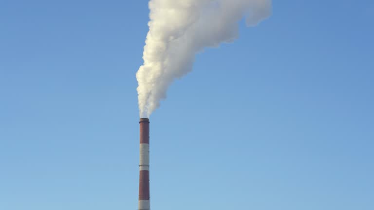 Smoke comes from the chimney of a thermal power plant.