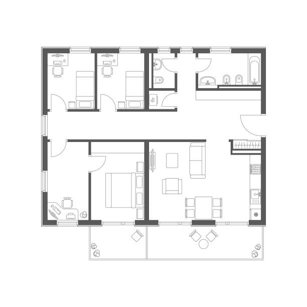 istock Plan of the apartment with furniture 1453404151