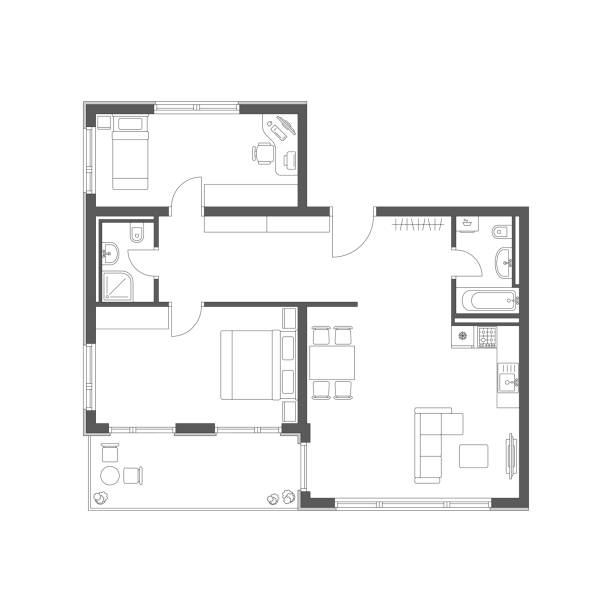 istock Scheme of the apartment with furniture 1453404187