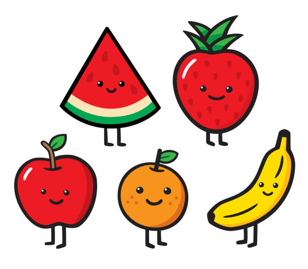 süße fruchtkritzeleien - red delicious apple illustrations stock-grafiken, -clipart, -cartoons und -symbole