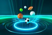 3d football object design. realistic rendering. abstract futuristic background. 3d illustration. motion geometry concept. sport competition graphic. tournament game bet content. soccer ball element.