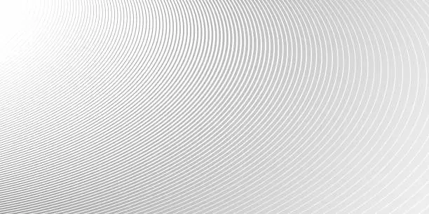 Vector illustration of Light grey lines in 3D perspective vector abstract background, dynamic linear minimal design, wave lied pattern in dimensional and movement.
