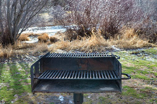 Charcoal grill to bbq food at a public park