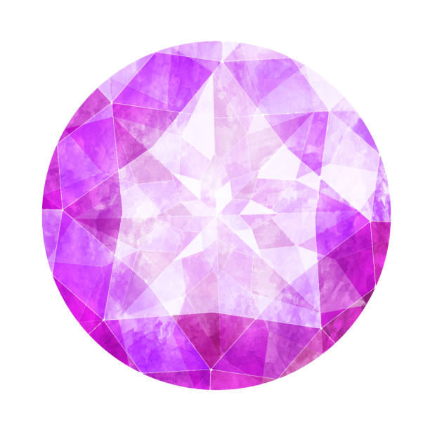 istock Round Brilliant Cut Purple Jewelry Watercolor Illustration 1453411247