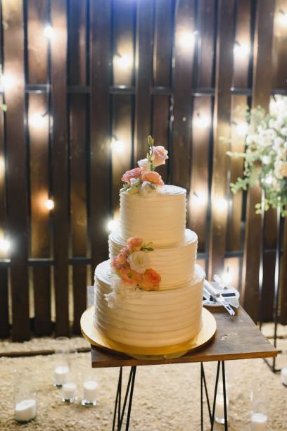 istock Elegant wedding cake with flowers and succulents 1453413729