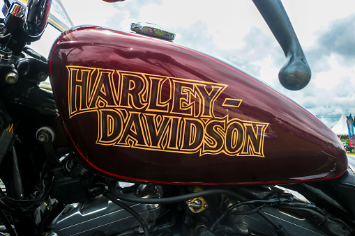 Yogyakarta, Indonesia - November 6, 2022: Harley Davidson motorbike at the Yogyakarta hotroad antique car show