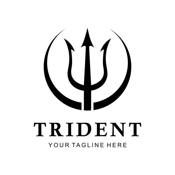 trident vector logo trident vector logo neptune fork stock illustrations