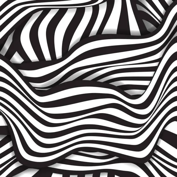 Vector illustration of Black and white striped background. Abstract shapes backdrop. Zebra pattern. Vector design