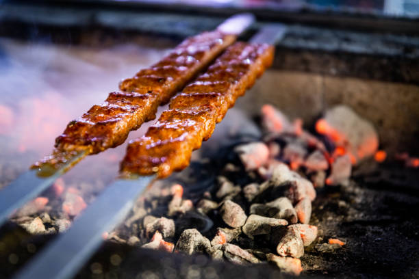 istock Skewers of fresh kebab 1453420559