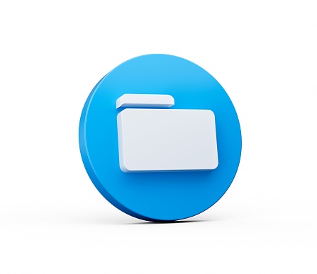 A 3d illustration of a white folder on a blue icon