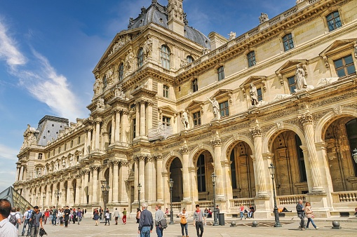 Paris, France – April 01, 2022: Paris, France. June 3 2021: Louvre museum is one of the world's largest museums, in Paris of France, Europe