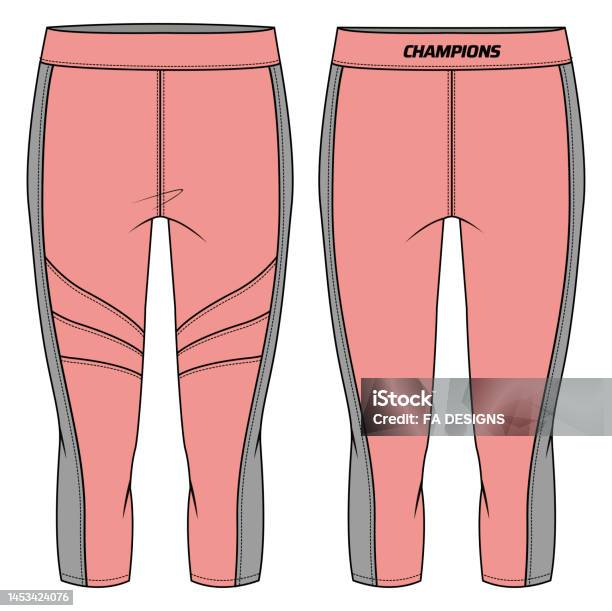 Women Three Quarter Leggings Pants Shorts Design Flat Sketch Fashion  Illustration For Girls And Ladies Capri