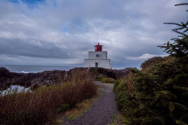 istock Lighthouse on a rocky cliff near the ocean 1453424422