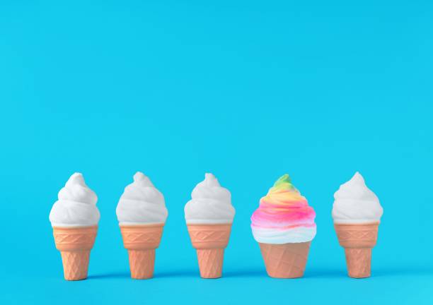 istock 3D rendered white ice cream cones on the bright blue background with copy space 1453424678