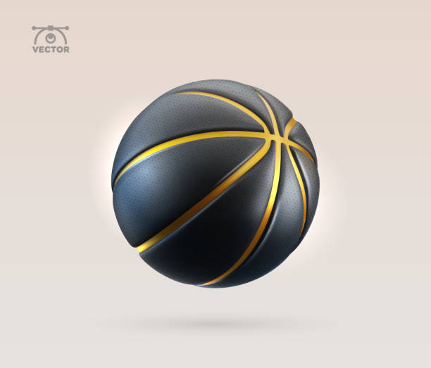 istock 3d vector realistic black and golden textured rubber basketball isolated design element on light background 1453426505