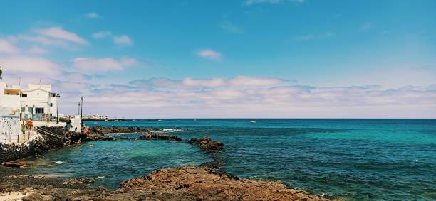 istock Panoramic view of resort by the sea under cloudy sky 1453427136