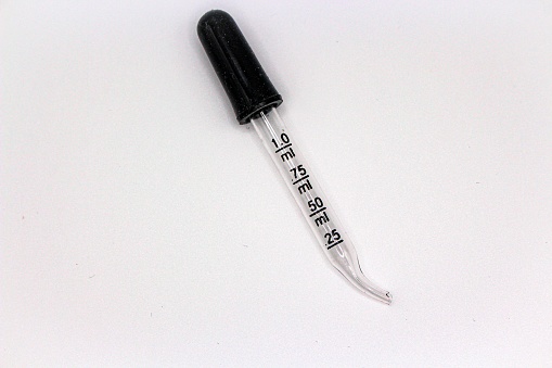 A top view of a medicine liquid dropper isolated on a white background