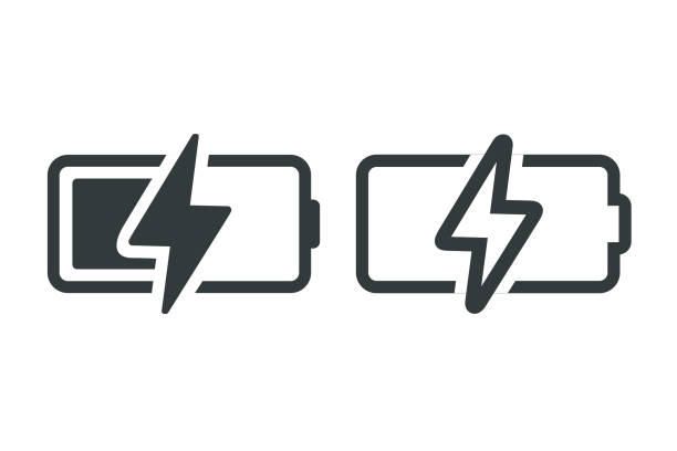 akkumulátor töltés ikon. illusztráció vektor - természeti erő témájú stock illusztrációk
