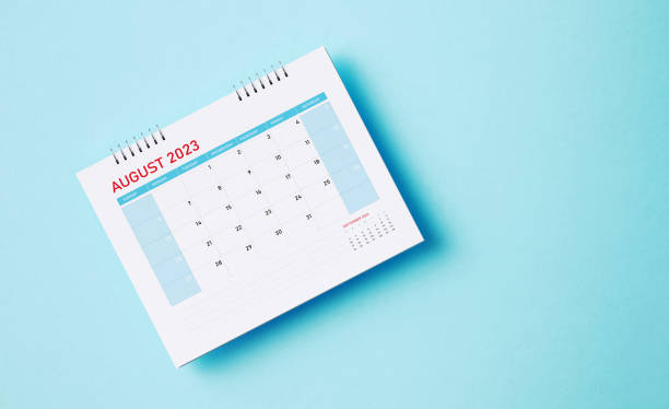 istock August 2023 Calendar On Blue Background 1453439247