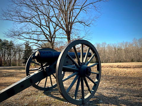 Spotsylvania, Virginia; civil war battlefield cannon at a federal park; United States