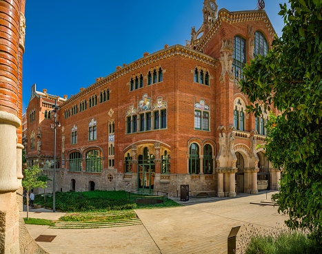 Lateral view of one of the buildings in Sant Pau Barcelona