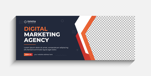 Digital marketing Agency Facebook cover and web banner ad template. Use for social media, social media post design template blue color, file with layered and vector.