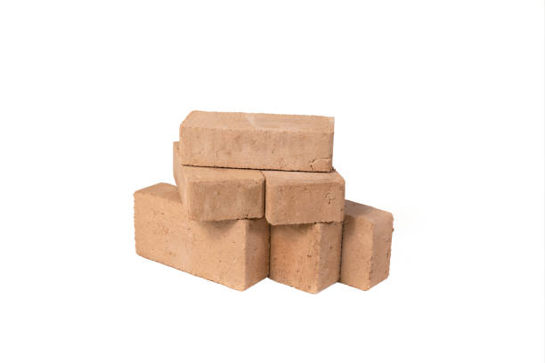 istock Red bricks are isolated on white background. Clay bricks used for construction,  .Isolated object. 1453451233